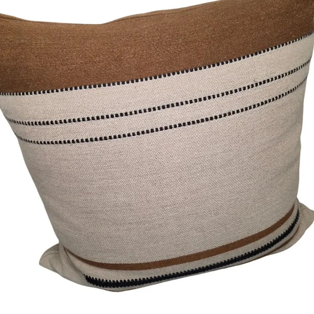 Libeco The Highland Stripe Coverlet & count of 3 Foundry Beeswax Stripe sham